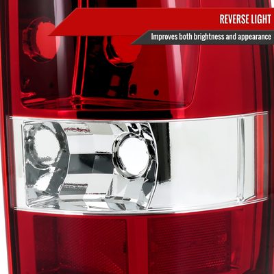 2000-2006 Chevy Suburban/Tahoe GMC Yukon/Yukon XL Tail Lights Chrome/Red Clear