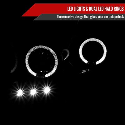 2006-2008 Dodge RAM 1500/ 06-2009 RAM 2500 3500 Dual Halo Headlights Jet Black