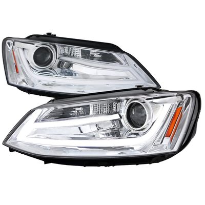2011-2018 VW Jetta MK6 LED Bar Projector Headlights Chrome/Clear Lens