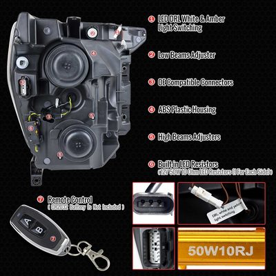For Ford F-150 2021-2023 Full LED Projector Headlights Sequential Start-Up Glossy Black Clear Lens