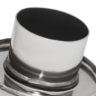 Universal 2.5" Inlet/4" Outlet S.Steel Spiral Flow Exhaust Muffler w/ Silencer