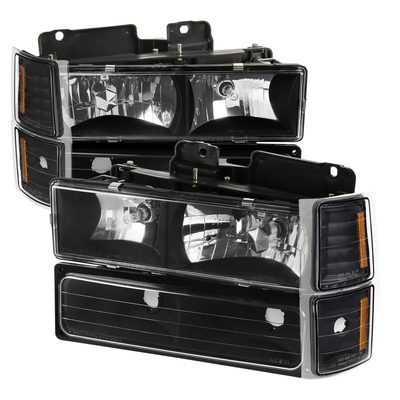 1994-1998 Chevy Silverado/Tahoe/C10 Headlights Bumper&Corner Lights Black