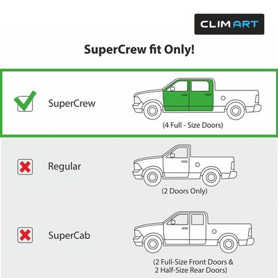 Clim Art Wind Deflectors for Ford F-150 SuperCrew / SVT Raptor 2009-2014 Dark