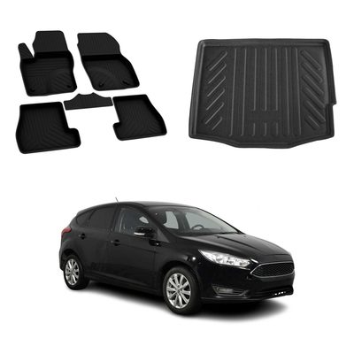 OMAC Floor Mats & Cargo Liners for Ford Focus Hatchback 2012-2018 Rubber Black