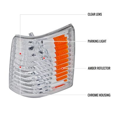 1993-1998 Jeep Grand Cherokee Corner Lights w/ Amber Reflectors Chrome/Clear