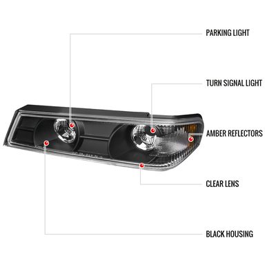 2004-2012 Chevy Colorado Canyon Dual Halo Headlights Corner Signal Light Black
