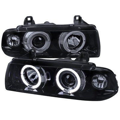 1992-1998 BMW E36 3 Series Coupe/Sedan Dual Halo Projector Headlights Smoke