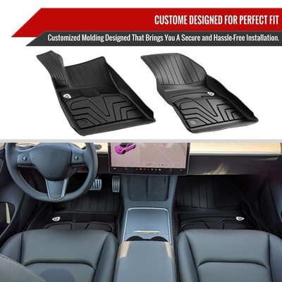 2017-2022 Tesla Model 3 All Weather TPE Floor Mats Liner 3Pcs