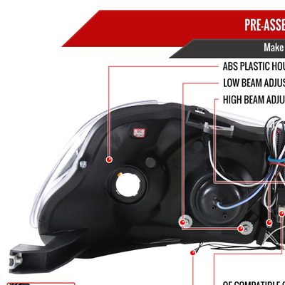 1996-1998 Honda Civic Dual Halo Projector Headlights Matte Black/Clear Lens