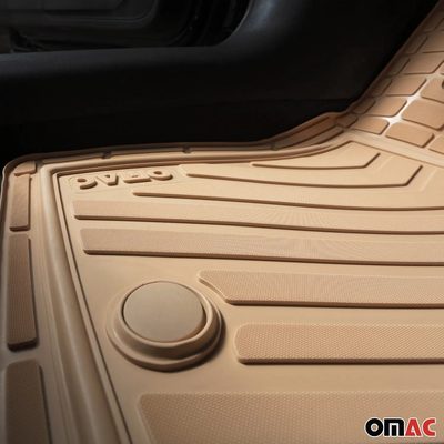 Floor Mats Liner Set All-Weather 3-Row Car Front Rear Universal 6+2Pcs Tan