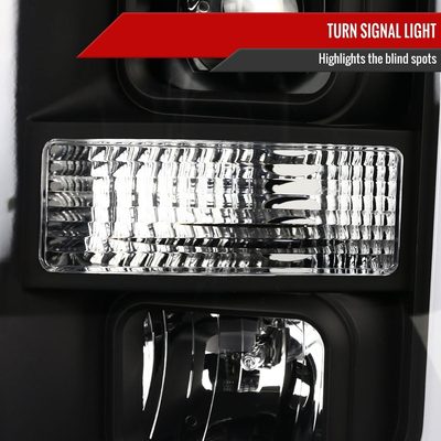 2008-2010 Ford F-250 F350 F-450 LED C-Bar Projector Headlight Matt Black/Clear