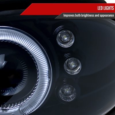 1998-2002 Chevy Camaro Dual Halo Projector Headlights Glossy Black/Smoke Lens