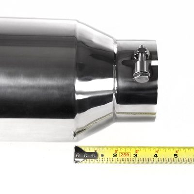 Universal 4" Inlet/6" Outlet Chrome Stainless Steel Bolt-On Angled Exhaust Tip