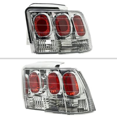 1999-2004 Ford Mustang Tail Lights Chrome Housing/Clear Lens