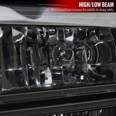 2005-2007 Ford F-250/350/450 SuperDuty Dual LED C-Bar Factory Headlights Black