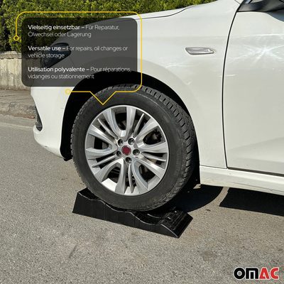 Car Ramps Pack 4 Pcs 6000 Pounds Load Capacity Black Compact Lightweight Design for RV Trailer Camper Oil Changes Inspections
