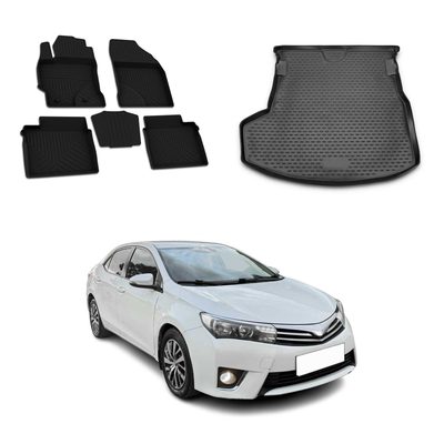 OMAC Floor Mats & Cargo Liners for Toyota Corolla 2014-2019 Sedan Rubber Black