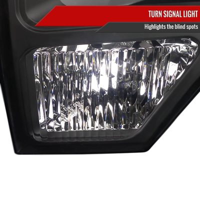 2009-2014 Ford F-150 Projector Headlights w/ Amber Reflectors Matt Black/Clear