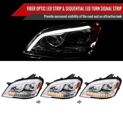 2009-2011 Mercedes Benz W164 ML-Class LED Sequetial Signal Headlights Chrome