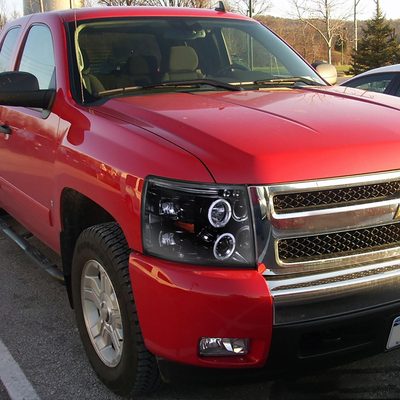 2007-2013 Chevy Silverado 1500 2500HD 3500HD Dual Halo Headlights Black
