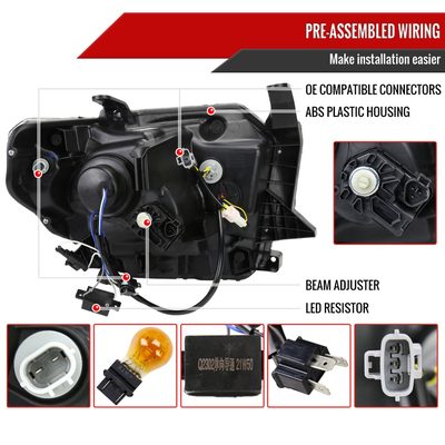 2014-2021 Toyota Tundra LED Turn Signal LED Bar Projector Headlights Chrome