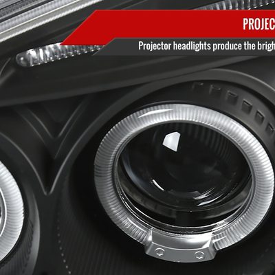 2001-2003 Honda Civic Dual Halo Projector Headlights Matte Black/Clear Lens