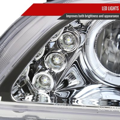 1998-2002 Honda Accord Dual Halo Projector Headlights Chrome/Clear Lens
