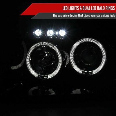 1999-2004 Jeep Grand Cherokee Dual Halo Projector Headlights Black/Smoke
