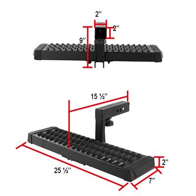 Universal Black Alu Hitch Mounted 6" Drop Rear Bumper Step For 2" Hitch Receiver