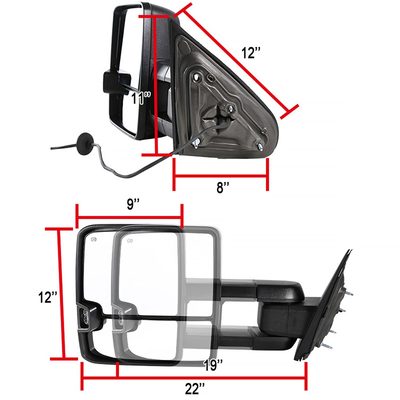 2014-2018 Chevy Silverado/ Sierra Folding Heated & Manual Towing Mirrors Black