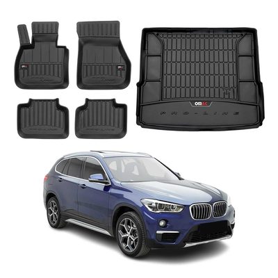 2016-2022 BMW X1 F48 Premium Floor Mats & Cargo Liner Full Set All Weather Heavy Duty Black