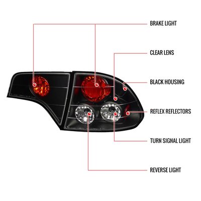 2006-2011 Honda Civic Sedan Tail Lights Matte Black Housing/Clear Lens