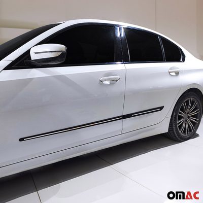 Audi Side Door Molding Trim Skirt Garnish Stainless Steel Silver 4 Pcs