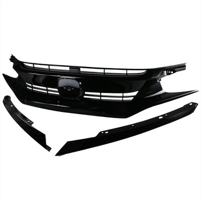 2016-2018 Honda Civic Factory Style Glossy Black ABS Mesh Grille w/ Eyebrows