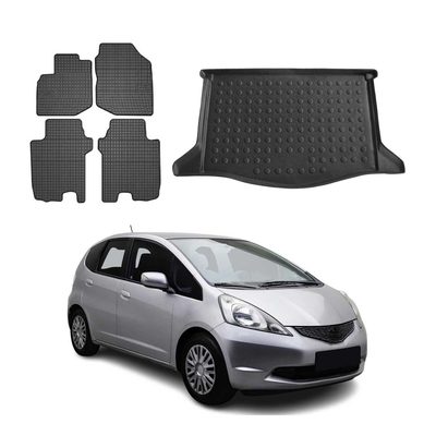 2009-2013 Honda Fit 2.gen Floor Mats & Cargo Liner Full Set All Weather Black