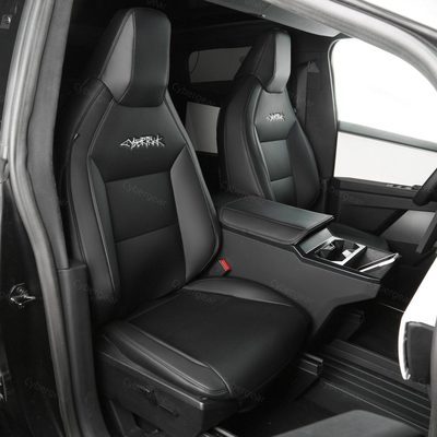 Tesla Cybertruck Seat Covers Leather Seat Protector Full Coverage(Black/White)