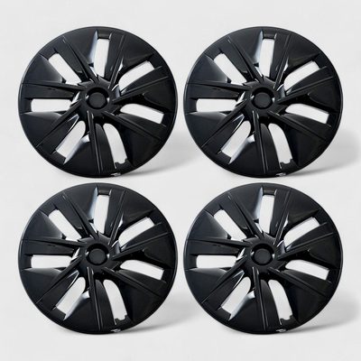 2020-2024 Tesla Y Wheel Cover Hubcaps Set Gloss Black 4Pcs ABS Plastic