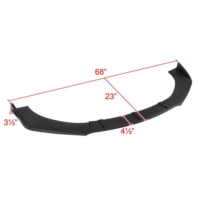 Universal Matte Black Polypropylene 3Pcs Bumper Lip Splitter Spoiler Set