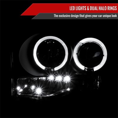 2002-2005 Dodge RAM 1500/ RAM 2500 3500 Dual Halo Headlights Matte Black
