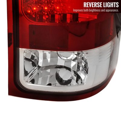 2007-2014 GMC Sierra LED Tail Lights Chrome Housing/Red Clear Lens