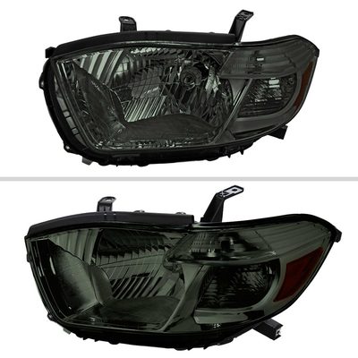 For Toyota Highlander 2008-2010 Factory Halogen Replacement Headlights Chrome Housing Smoked Lens