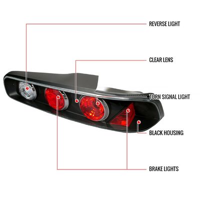 1994-2001 Acura Integra Hatchback Tail Lights Matte Black Housing/Clear Lens