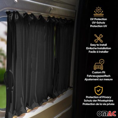 1993-2003 VW Eurovan L1 SWB Side Window Curtain Sunshade 1992-2003 Black 10x