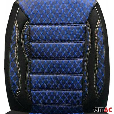 OMAC Universal Semi Custom Front Car Seat Cover Protector Blue-Black Polycotton