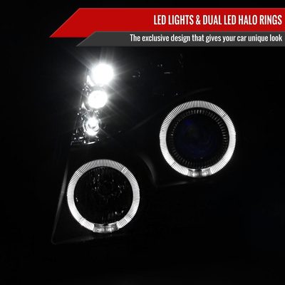 2007-2013 Chevy Avalanche/ 07-2014 Tahoe Suburban Dual Halo Headlights Black