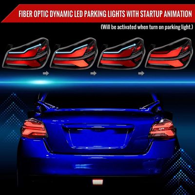 For Subaru WRX STi 015-2021 LED Tail Light Sequential Glossy Black Clear Brake Reverse Marker Strip
