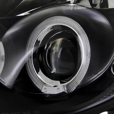 2003-2005 Dodge Neon Dual Halo Projector Headlights Matte Black/Clear Lens
