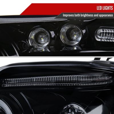 2003-2008 Toyota Corolla Dual Halo Projector Headlights Glossy Black/Smoke