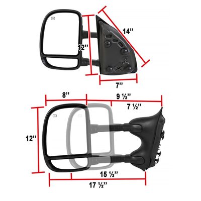 1999-2007 Ford F-250/350/450/550 Excursion Heated Extendable Towing Mirrors