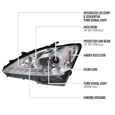2006-2010 Lexus IS250/IS350 LED Light Headlights Signal Lights Chrome